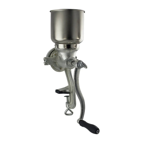 GM 150 Grain Mill With Tin Coated Cast Iron Large Hopper Beefy Grind Power Grinds One Pound Per Minute From Coarse To Fine
