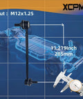 Front view of K80230 front suspension sway bar end link kit, 2 pieces (left and right), steel, black finish