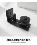 Heavy Duty Barn Door Floor Guide With Roller Adjustable Steel Track, matte black, features resilient surface and sleek design.