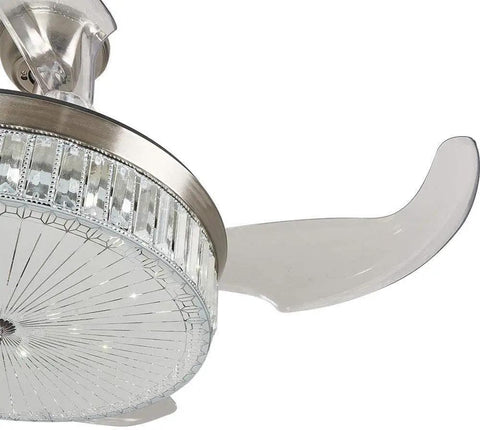Perfect Ceiling Fan With Led Light, Sleek Chrome Finish, Subtle Crystal Blades For Dining Rooms Or Bedrooms, Silent Dc Motor, 42 Inch Sweep, Cool All Day Airflow You Gonna Definitely Love.