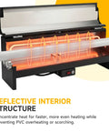 Racewill 1/2 To 2 Inch Pvc Conduit Bending Heater With Digital Temp Display For Precise Heat Control, showing reflective interior for even heating.