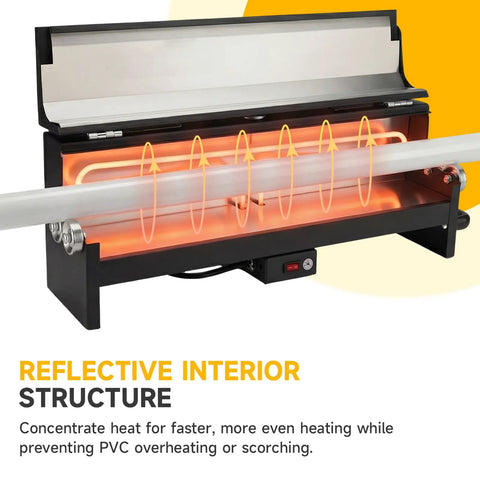 Racewill 1/2 To 2 Inch Pvc Conduit Bending Heater With Digital Temp Display For Precise Heat Control, showing reflective interior for even heating.