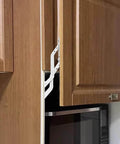 Cabinet Door Hinges, Adjustable Hydraulic Buffer Cabinet Door Hinges, installed on wooden cabinet, visible swing lift up mechanism.