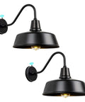 Gooseneck Barn Outdoor Light Exterior Wall Sconce For Farmhouse Front Door Porch Garage And Patio, Dusk To Dawn Sensor, Waterproof, 12.6 Inch, 2 Pack Bundle, front view of black pair.