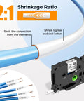 Top Shelf Performance Hse-211 Heat Shrink Label Tubes for Wire Cables, 0.23 inch, sealed connection demonstration with heat shrink ratio.