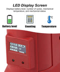 LED display screen of Heavy Duty No BS Electric Hydraulic Cable Cutter showing battery level and mechanical status.