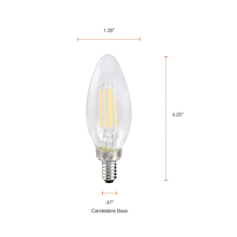 LED B10 Light Bulb 300 Lumens 2700K Soft White Non Dimmable 4.5W Clear Glass Budget Friendly Energy Saving Replacement for 40W