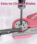 Nanwei Cordless Electric Scissors With Four Point Two Volt Motor And Type-C Charging, showing easy-to-change blade feature.