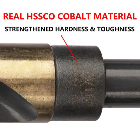 Close-up of One And Three Eighth Inch Cobalt Drill Bit HSSCO High Speed Steel M35 SD Twist Drill Bit showing material marking.