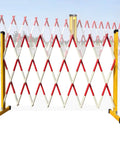 Built Like A Tank Retractable Traffic Fence With High Quality Rollers For Commercial Parking Lot Space Divider and Telescopic Mobile Guardrail setup in a dynamic position.