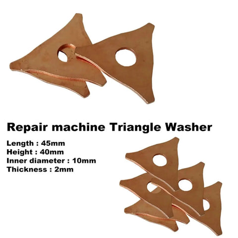 Copper Plated Steel Car Dent Repair Pulling Pad Washer Kit triangle washers for DIY body fixes, 45mm by 40mm dimensions