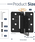 Heavy Duty 4 Inch Self Closing Door Hinges with size specifications, spring loaded design, and installation accessories.