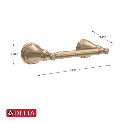 Toilet Paper Holder With Pivoting Roll Rod In Champagne Bronze For Wall Mount Bathroom Organization And Storage Durable Metal Accessory