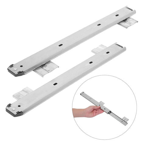 Two Pack Ball Bearing Drawer Slides For Keyboard Tray Under Desk Mount, Heavy Duty Cold Rolled Steel Construction, Smooth Glide, Easy Installation, Stable, Quiet Operation For Home Office And Workstation, two steel slides shown