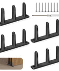 4-Piece Black Closet Door Floor Guide Set With Screws And Screwdriver For Smooth Sliding Closet Doors Fits 1-3/8 Inch Thick Doors