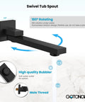 Wall Mounted Bathtub Faucet With Handy Sprayer Built To Last Matte Black Tub Shower Set Single Handle Mixer With 2 In 1 Diverter And Swivel Spout Rough In Valve Included showing swivel spout feature.