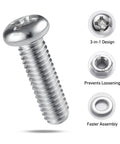 Close-up of stainless steel Phillips pan head screw from 537Pcs Metric Bolts Nuts And Washers Kit M3 M4 M5 M6