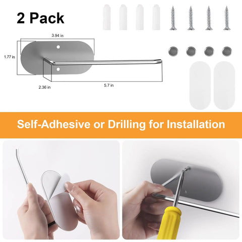 Durable Tumbler Lid Organizer Two Pack featuring installation tools and size details for under cabinet hangers.