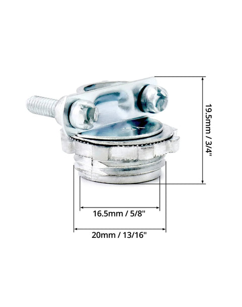 Front view of QWORK 1/2-inch steel clamp-type cable connector for metallic conduit, 16-piece set.