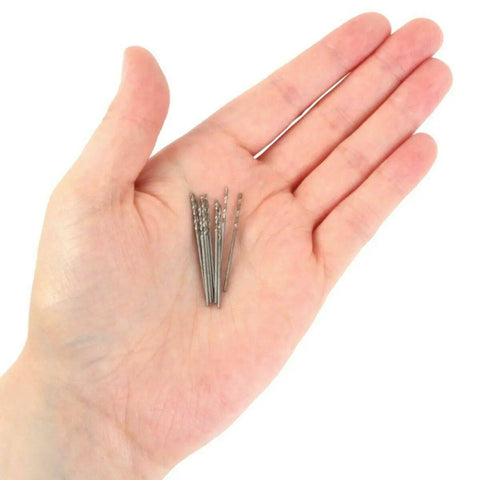 20 Piece HSS Micro Twist Drill Bit Set, 0.8 mm Mini High Speed Steel Drill Bits for Wood Plastic and Soft Metal in hand