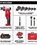 M18 Force Logic 6 Ton Knockout Tool Kit For One Half To Two Inch Conduit Holes includes punches, dies, battery, charger, case