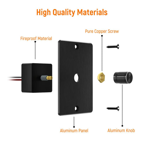 12 Volt 24V PWM LED Dimmer Switch 15 Amp 180 Watt Rotary Knob Control components; aluminum panel, fireproof material, copper screw.