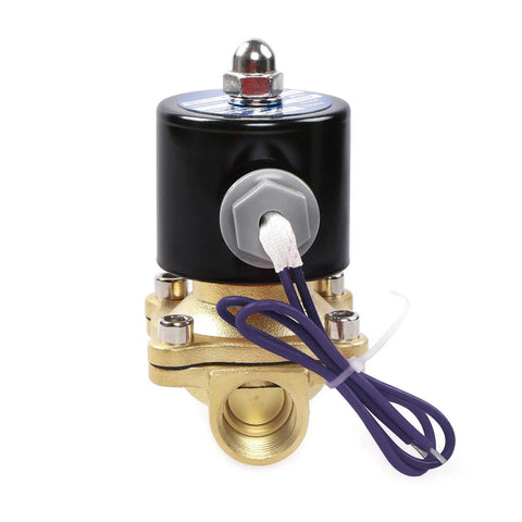 Heavy Duty Brass Electric Solenoid Valve 12V DC Normally Closed One Half Inch NPT With Viton Seal for gas, oil, air, water, and natural gas