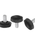 M4 x 6mm Knurled Thumb Screw Clamping Knobs With Plastic Hand Grip Black, Knurled Hand Knobs On Threaded Studs For Durable DIY Machines