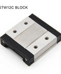 Close-up of 24mm Linear Rail Guide Set carriage component, 440C stainless steel block, compatible with MGW12C and MGW12H.