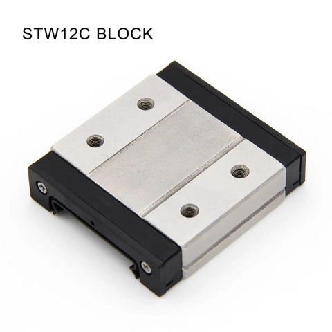Close-up of 24mm Linear Rail Guide Set carriage component, 440C stainless steel block, compatible with MGW12C and MGW12H.