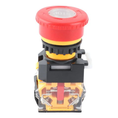 Hella Reliable Dead Simple Heavy Duty Self Locking Mushroom Head Push Button Red 22mm Emergency Stop Switch With Quick Twist Reset For Industrial Control Panels