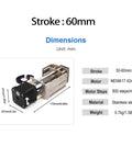 Heavy Duty Cnc Z Axis Slide Table Featuring Butter Smooth Linear Actuator Guide For Diy Milling Machines And Lab Work dimensions with stainless steel and motor specifications.