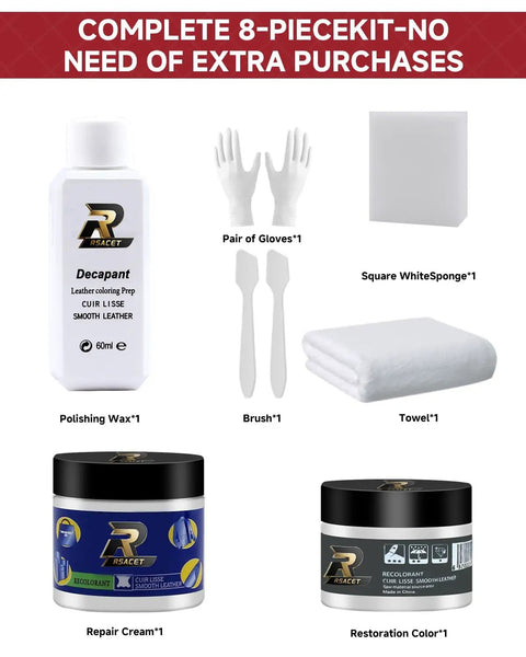 Complete 8-piece White Leather Recoloring Balm Kit For Tesla Interiors Dope 8-Piece Leather Scratch And Color Restorer