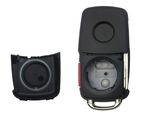3 Plus 1 Panic Folding Flip Keyless Entry Remote Key Fob Cover Shell Case For Volkswagen VW Golf GTI Jetta Eos 4 Button open view