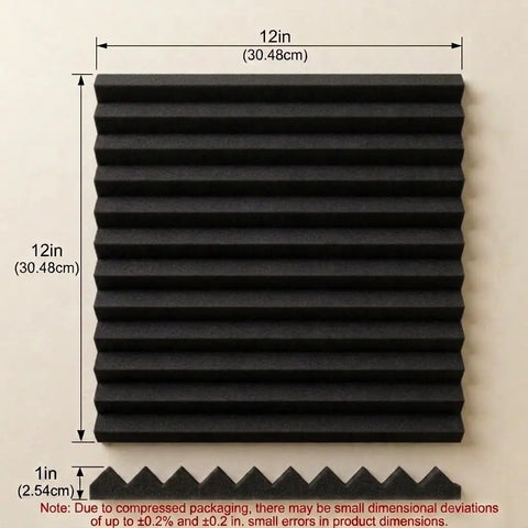 52 Piece Black Acoustic Foam Wall Panels With Heavy Duty Mounting Tape Ditch Room Echo Fast Upgrade Vocal Booth Vibes Pro Grade Wedge Tiles Hanging Smooth, 12x12in size