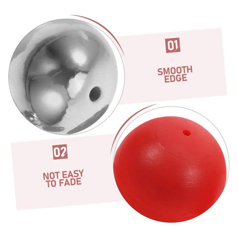 Close-up of steel and red plastic balls from Hands On Pendulum Ball Physics Kit For Classroom Labs And Visual Learning Ball Cradle Demonstration Device For Mechanics Experiments Ideal Teaching Tool For High School And College Physics Labs