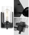 2-Pack Dope Modern Bath Vanity Light Fixtures With Seeded Glass Sconces, close-up of black wall lights for various rooms