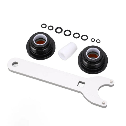 Real Deal Front Mount Hydraulic Steering Cylinder Seal Kit Replacement HS5157 For HC5340 To HC5358 Plus HC5365 Compatible With Shaft Wrench Tool seal kit, black seals and white wrench