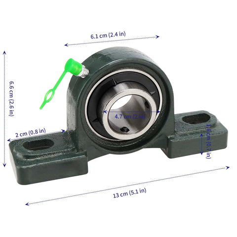 Front view of 6-pack SOUJAP UCP205-16 1-inch pillow block bearings with cast-iron base and set-screw lock