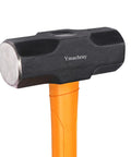 10 Pound Sledge Hammer for Heavy Duty Demolition with 35 Inch Fiberglass Handle, Overstrike Protection, black head close-up