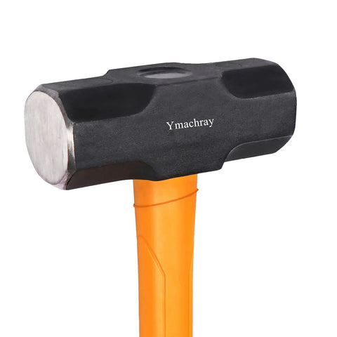10 Pound Sledge Hammer for Heavy Duty Demolition with 35 Inch Fiberglass Handle, Overstrike Protection, black head close-up