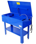 Heavy Duty 40 Gallon Parts Washer With Removable Shelf Packs A 24 Gallon Solvent Tank, blue steel design for fast garage cleaning.