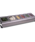 Front view of Pizza Topping Station Kit With 2 x 1.6L And 4 x 0.8L Containers, Custom Fit Lids, Outdoor Pizza Oven Accessories on display