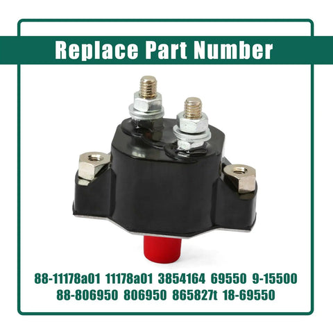 Heavy Duty Push Button Circuit Breaker Replacement Compatible With Mercury Mercruiser Volvo Penta Quicksilver Sierra Marine Applications Straight Fix Works Like A Champ 88-11178A01 showing two terminals and a red reset button.