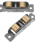 Top Tier Two Pack Stainless Steel Sliding Window Roller Assembly With Double Wheel Bearing. Close-up view of rollers.