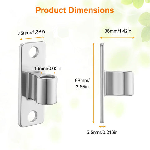 Product dimensions of Heavy Duty Gate Hinge 4 Pack Wall Mount Female 304 Stainless Steel, showing size details.