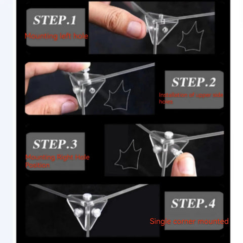 Installation steps for Ultra Clear Acrylic Display Case For 76193 Airship Model showing mounting process and clear panels.