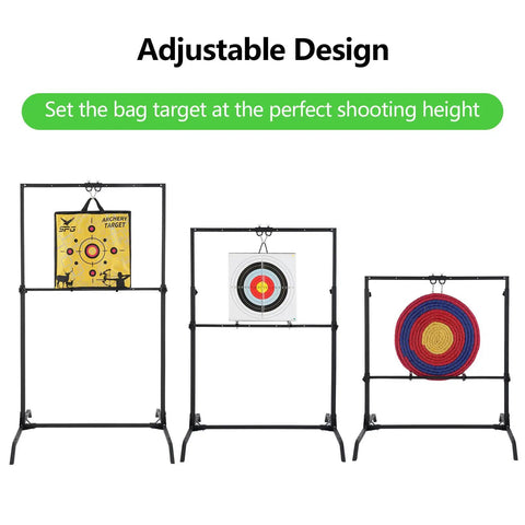 Adjustable Archery Target Stand For 30 Inch Bag And Foam Targets Backyard Bow And Arrow Practice Holder with three targets