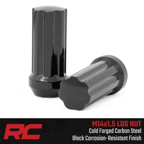 24 Piece Lug Nut Set M14x1.5 Bulge Acorn Style Black Lug Nuts With Socket Key Corrosion Resistant For Aftermarket Wheels