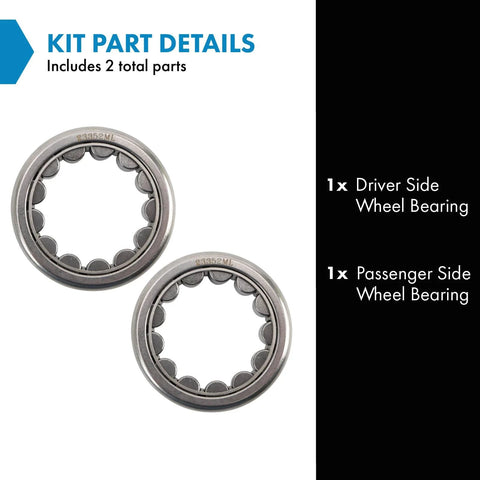 Dual Wheel Bearing Set For Driver And Passenger Sides Fits 87-04 Avanti, 68-96 Buick, showing two bearings, includes driver and passenger sides